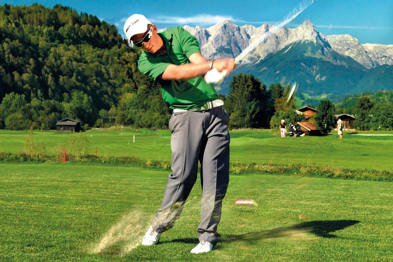 Playing golf